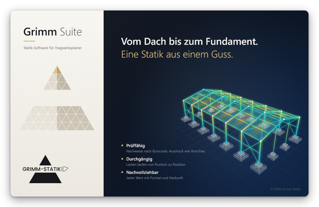 Grimm Suite – Vom Dach bis zum Fundament. Eine Statik aus einem Guss.